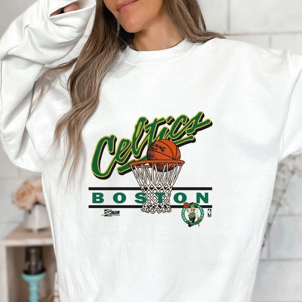 Boston Celtics Basketball White Sweatshirt Salem Deadstock Unisex Tee